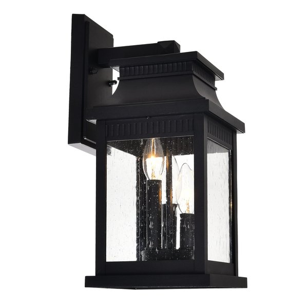 Cwi Lighting Milford 3 Light Outdoor Black Wall Lantern 0418W7S-3